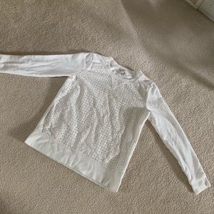 J Crew White Eyelet Sweater